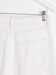 Oliver Bonas White Contrast Stitch 100% Cotton Midi Skirt - Image 9 of 9