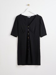 Oliver Bonas Black Button Up Jersey 100% Cotton Dress - Image 1 of 6