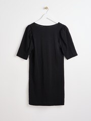 Oliver Bonas Black Button Up Jersey 100% Cotton Dress - Image 2 of 6