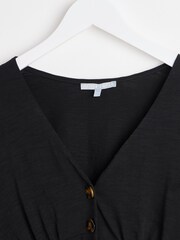 Oliver Bonas Black Button Up Jersey 100% Cotton Dress - Image 3 of 6