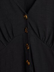 Oliver Bonas Black Button Up Jersey 100% Cotton Dress - Image 5 of 6