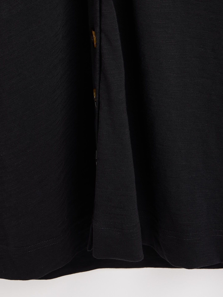 Oliver Bonas Black Button Up Jersey 100% Cotton Dress - Image 6 of 6