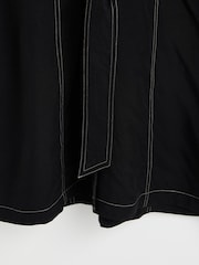 Oliver Bonas Black Contrast Stitch Utility Mini Dress - Image 6 of 6