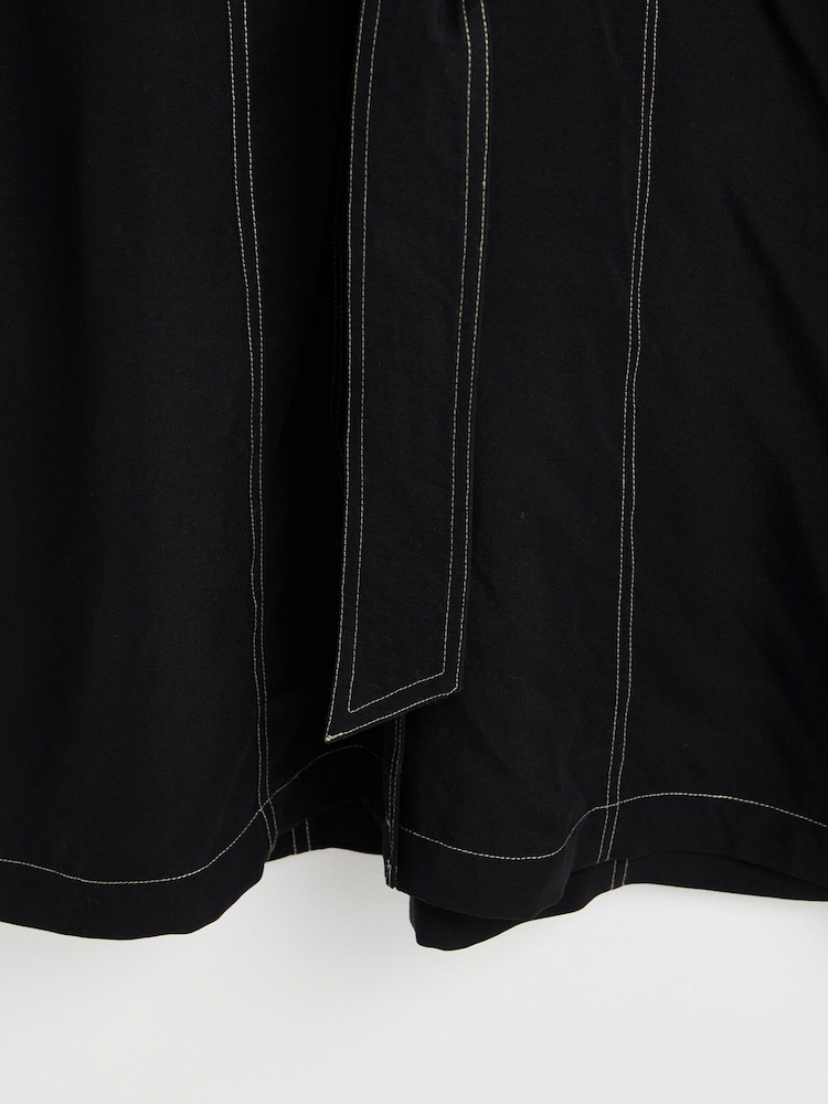 Oliver Bonas Black Contrast Stitch Utility Mini Dress - Image 6 of 6 Oliver Bonas Black Contrast Stitch Utility Mini Dress - Image 6 of 6