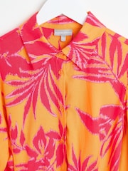 Oliver Bonas Orange Shadow Floral Mini Shirt Dress - Image 3 of 6