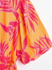 Oliver Bonas Orange Shadow Floral Mini Shirt Dress - Image 4 of 6
