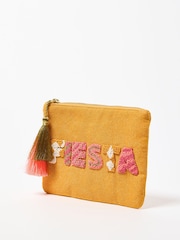 Oliver Bonas Orange Fiesta Beaded Zipped 100% Cotton Pouch - Image 2 of 6