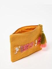 Oliver Bonas Orange Fiesta Beaded Zipped 100% Cotton Pouch - Image 4 of 6
