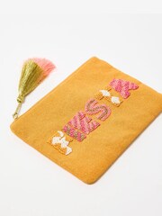 Oliver Bonas Orange Fiesta Beaded Zipped 100% Cotton Pouch - Image 5 of 6