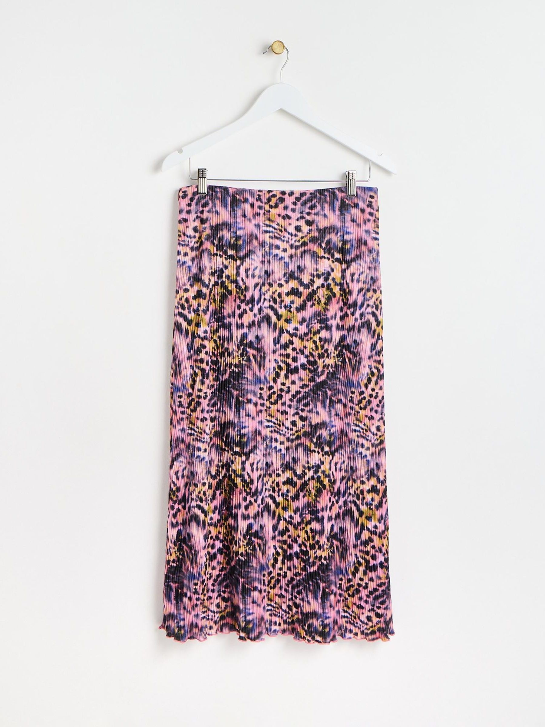 Buy Oliver Bonas Pink Blurred Animal Print Plisse Midi Skirt from Next Luxembourg