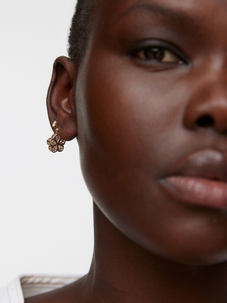 Oliver Bonas Gold Tone Flower Hoop Earrings - Image 1 of 5