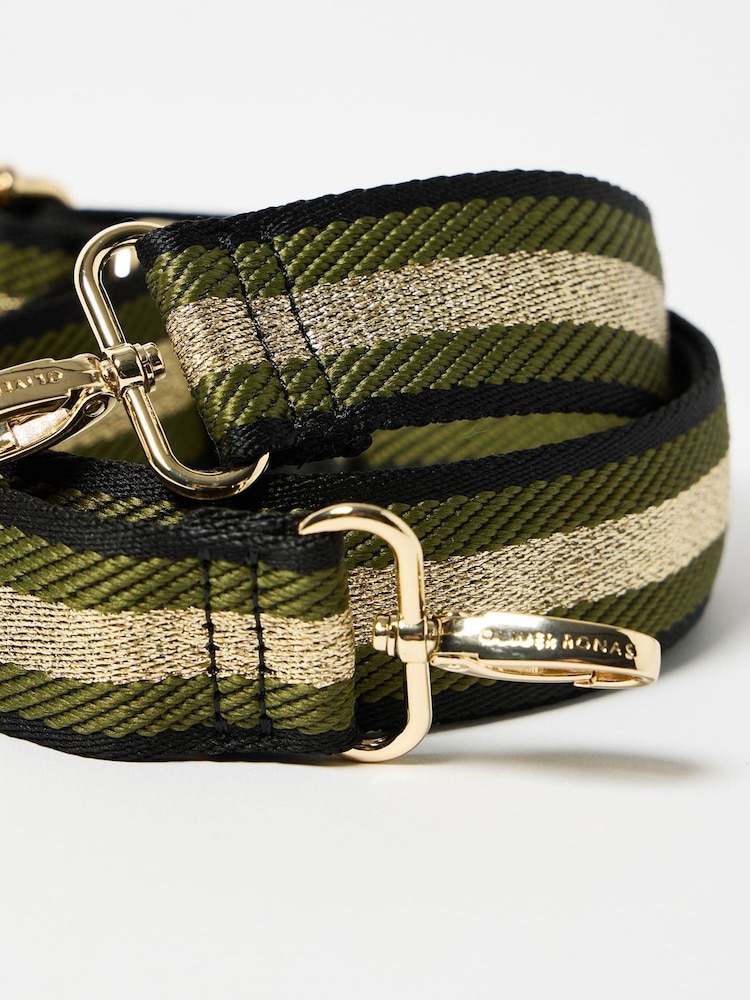 Oliver Bonas Green Stripe Crossbody Replacement Strap Bag - Image 2 of 4 Oliver Bonas Green Stripe Crossbody Replacement Strap Bag - Image 2 of 4