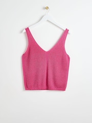 Oliver Bonas Pink Sparkle Knitted Vest Top - Image 1 of 5