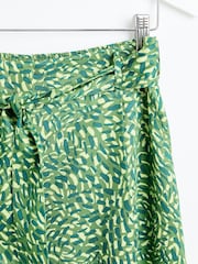Oliver Bonas Light Green Palm Print Culotte Trousers - Image 6 of 9
