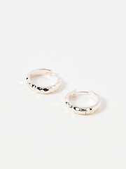 Oliver Bonas Silver Tone Efa Hammered Huggie Earrings - Image 1 of 4