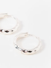 Oliver Bonas Silver Tone Efa Hammered Huggie Earrings - Image 3 of 4