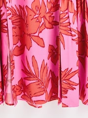 Oliver Bonas Pink Palm Print Tiered Midi Skirt - Image 5 of 5
