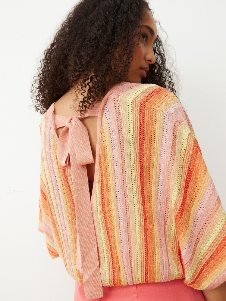 Oliver Bonas Orange Stripe Knitted Batwing Top - Image 2 of 8 Oliver Bonas Orange Stripe Knitted Batwing Top - Image 2 of 8