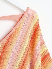 Oliver Bonas Orange Stripe Knitted Batwing Top - Image 7 of 8