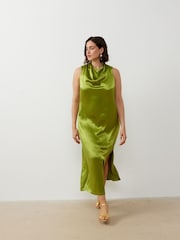 Oliver Bonas Green Leaf Print Puff Sleeve Mini Dress - Image 1 of 8