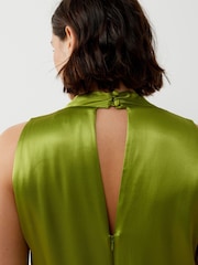 Oliver Bonas Green Leaf Print Puff Sleeve Mini Dress - Image 2 of 8