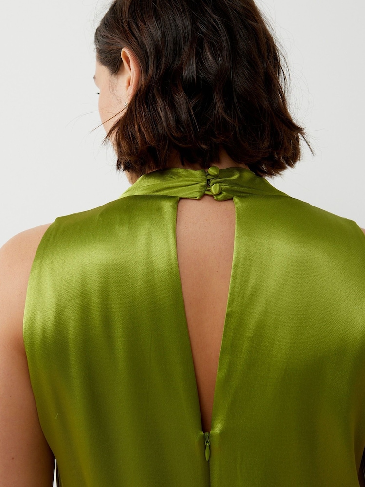 Oliver Bonas Green Leaf Print Puff Sleeve Mini Dress - Image 2 of 8