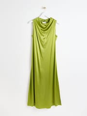 Oliver Bonas Green Leaf Print Puff Sleeve Mini Dress - Image 4 of 8