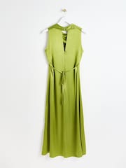 Oliver Bonas Green Leaf Print Puff Sleeve Mini Dress - Image 5 of 8