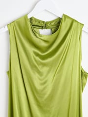 Oliver Bonas Green Leaf Print Puff Sleeve Mini Dress - Image 6 of 8