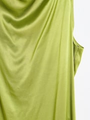 Oliver Bonas Green Leaf Print Puff Sleeve Mini Dress - Image 7 of 8