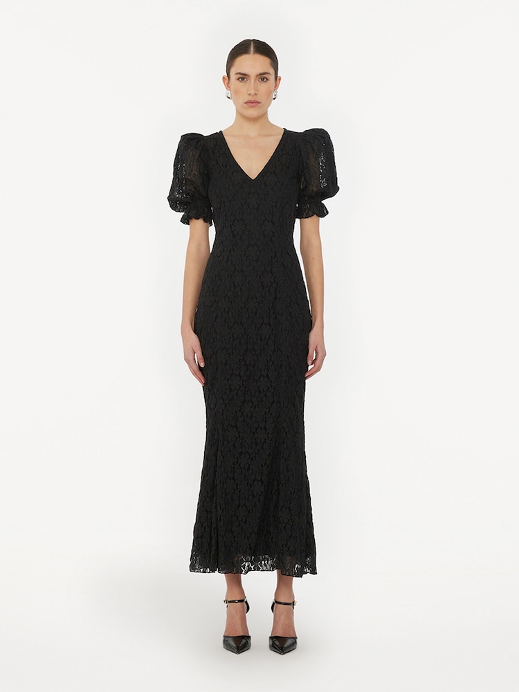Rotate Black Lace Puff Sleeve Dress - Image 1 of 5