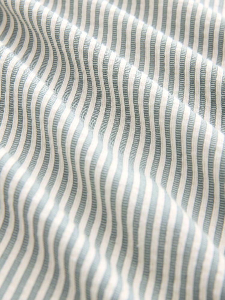 Sage Green Cuban Collar Textured Short Sleeve Polo Shirt - Image 8 of 8