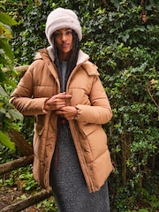 FatFace Maddie Tan Brown Puffer Coat - Image 1 of 7