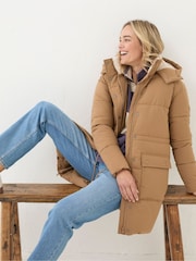 FatFace Maddie Tan Brown Puffer Coat - Image 4 of 7