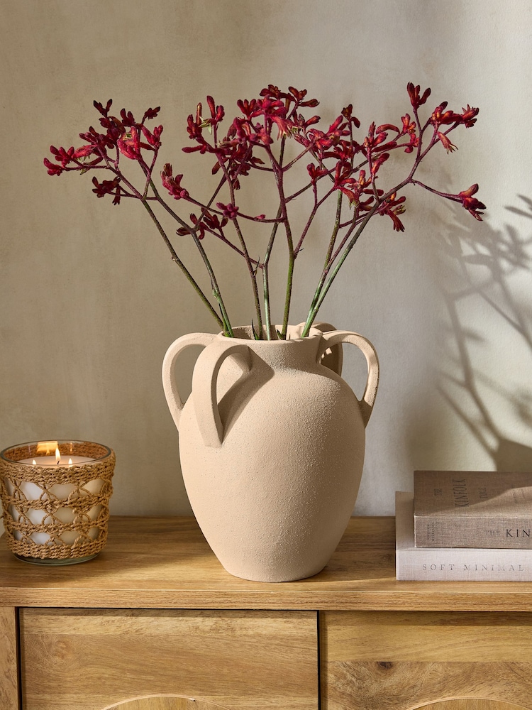 Cream Textured Urn Ceramic Vase - Image 1 of 4