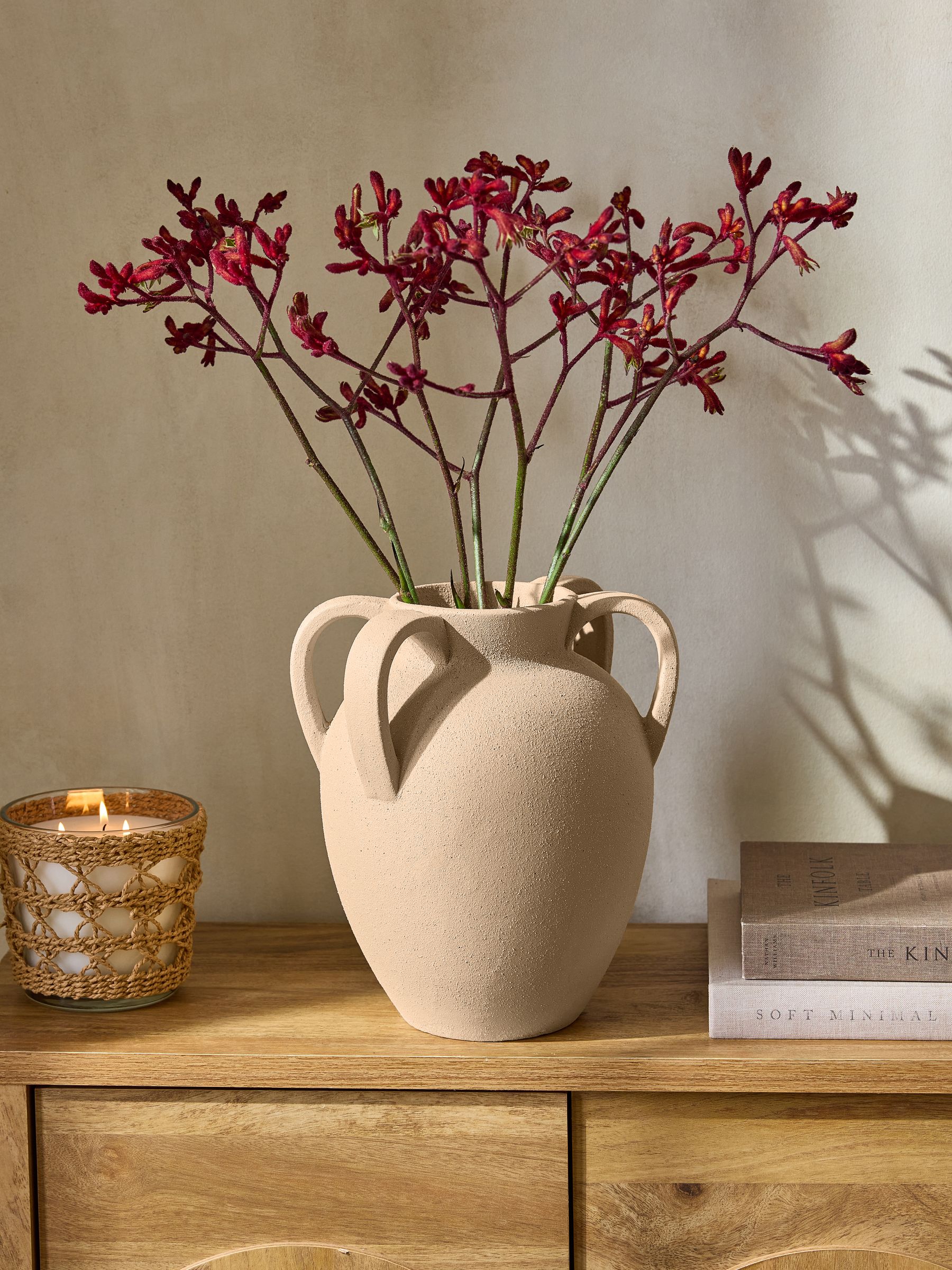 thumbnail image 2 of Hearth & Hand With Magnolia Smooth Ceramic Urn Vase – Tan, 12 Inch, Decorative 2 of 2