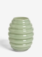Sage Green Ribbed Glass Vase - Image 3 of 4