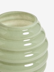 Sage Green Ribbed Glass Vase - Image 4 of 4