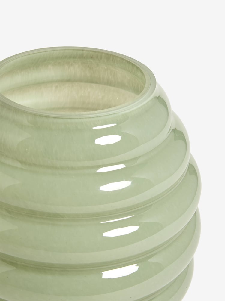 Sage Green Ribbed Glass Vase - Image 4 of 4