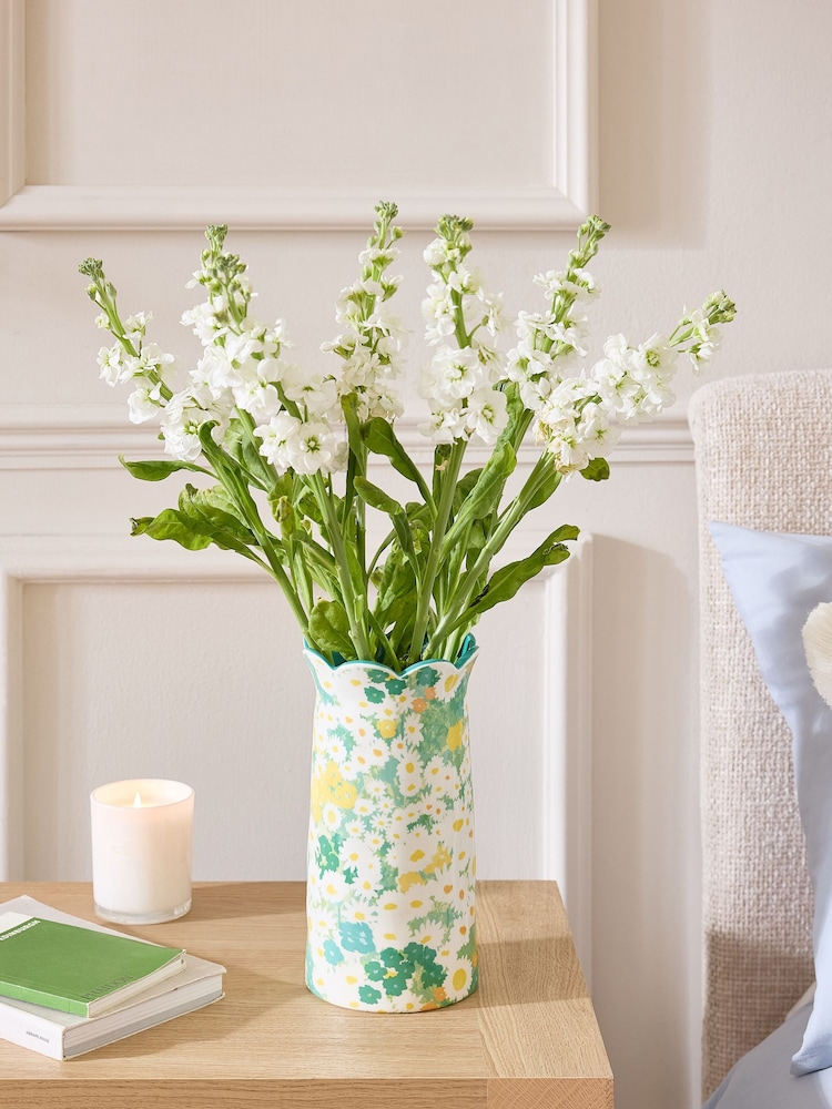Green Ceramic Ditsy Floral Vase - Image 1 of 3