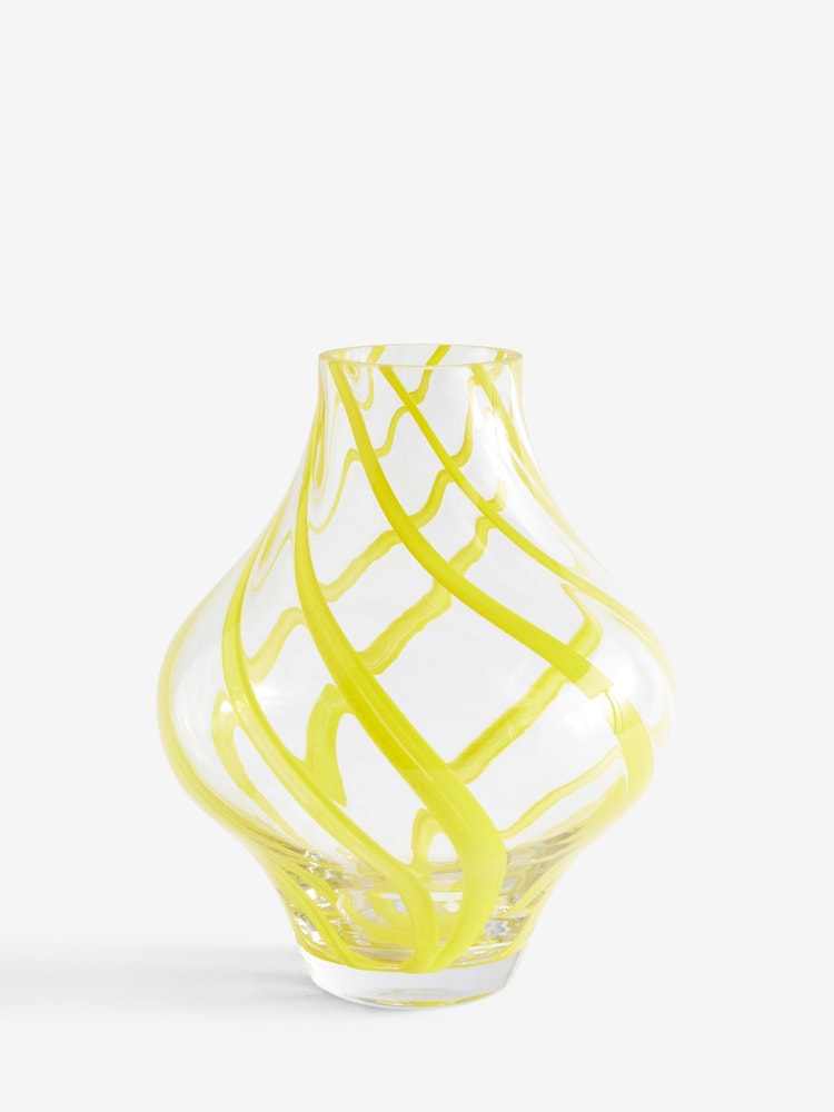 Yellow Swirl Glass Vase - Image 3 of 4