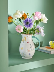 Multicolour Ceramic Floral Butterfly Jug Vase - Image 1 of 5