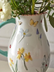 Multicolour Ceramic Floral Butterfly Jug Vase - Image 2 of 5