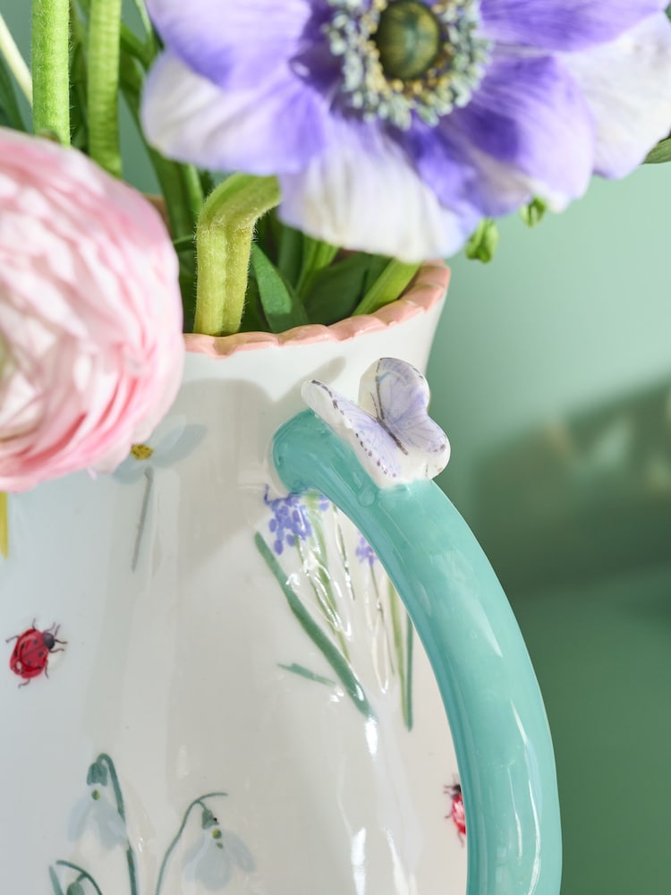 Multicolour Ceramic Floral Butterfly Jug Vase - Image 3 of 5