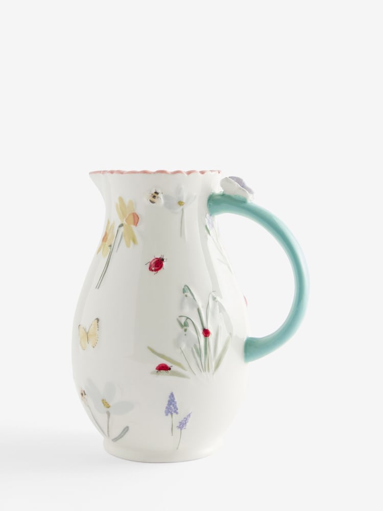Multicolour Ceramic Floral Butterfly Jug Vase - Image 4 of 4