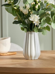 Mottled Cream Mini Scalloped Ceramic Vase - Image 1 of 3