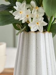 Mottled Cream Mini Scalloped Ceramic Vase - Image 2 of 3