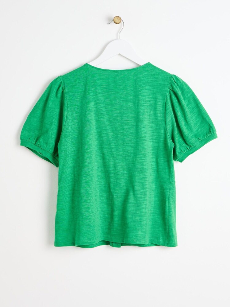 Oliver Bonas Green Button Through Jersey 100% Cotton Top - Image 2 of 6