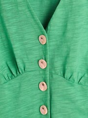 Oliver Bonas Green Button Through Jersey 100% Cotton Top - Image 5 of 6