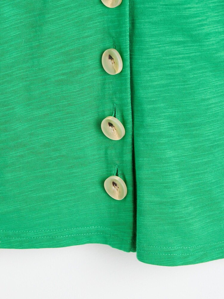 Oliver Bonas Green Button Through Jersey 100% Cotton Top - Image 6 of 6